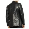 Formal Button Style Black Leather Blazer