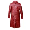 Mars Maroon Leather Trench Coat