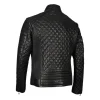 Men Black Full Quilted Style Real Leather Jacket