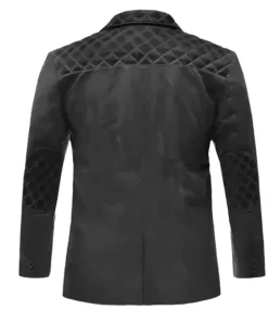 Men Black Quilted Genuine Leather Blazer