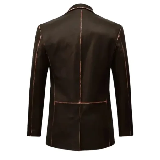Men's Brown Leather Blazer - Image 2