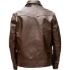 Men Cafe Racer Bomber Brown Genuine Leather Jacket