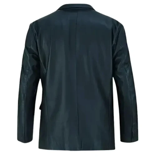 Men’s-Black-Luxurious-Leather-Blazer-With-Lapel-Collar