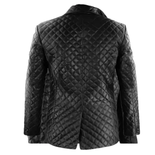 Men’s Black Quilted Leather Blazer - Image 2