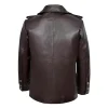 Men’s Dark Brown Leather Blazer With Shirt Style Collar