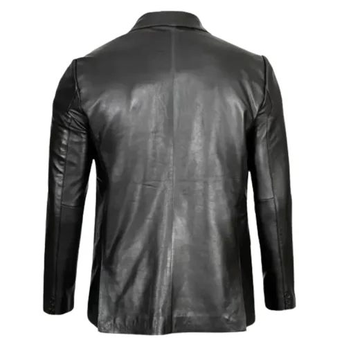 Men’s-Real-Lambskin-Leather-Two-Button-Black-Blazer