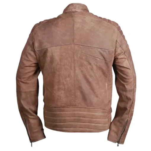 Mens Shoulder Padded Leather Jacket