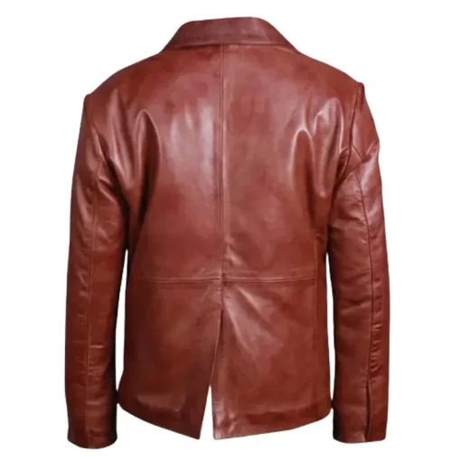 Mens Slim fit Brown Genuine Leather Blazer