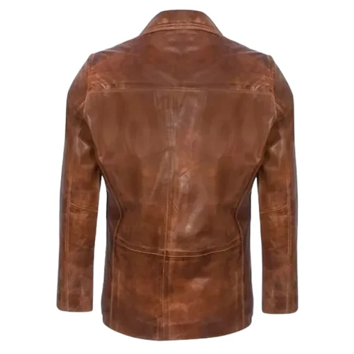 Men’s Tan Genuine Leather Blazer - Image 2