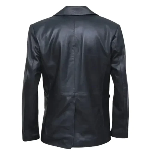 Men’s-Two-Buttons-Slim-Fit-Black-Leather-Blazer