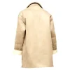 Women Beige Shearling Genuine Leather Coat