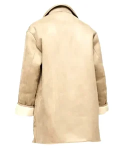 Women Beige Shearling Genuine Leather Coat