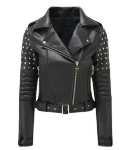 womensblackleatherstuddedjacket