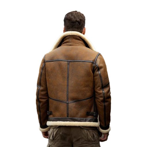Men Flight Shearling Sheepskin Leather Jacket - Image 2