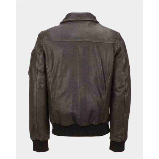 Men's Distressed Vintage Bomber Brown Jacket - Image 2