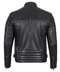 Black Cafe Racer Leather Jacket