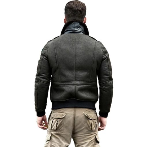 Men's Sheepskin Shearling Leather Bomber Jacket