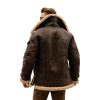 Men's Brown Shearling Leather Long Jacket Coat