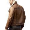 Mens Brown Sheepskin Trucker Shearling Leather Jacket