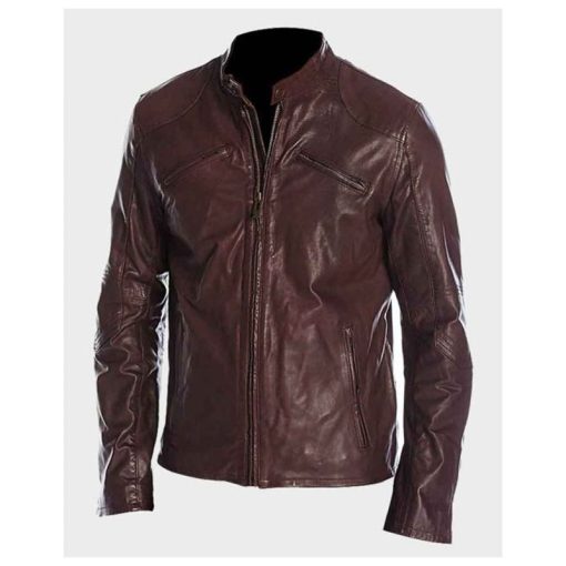 Mens Café Racer Maroon Jacket