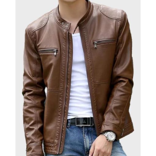Brown Mens Casual Leather Jacket