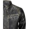 Men's Biker Cafe Racer Leather Jacket
