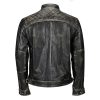 Men's Biker Cafe Racer Leather Jacket