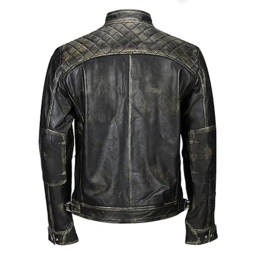 Men's Biker Cafe Racer Leather Jacket