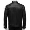 Mens White Striped Leather Jacket