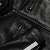 Mens White Striped Leather Jacket
