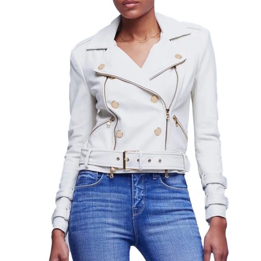 Womens Billie Belted Leather Jacket