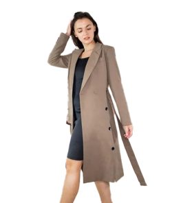 Women-Trench-Coat-Midi-Fitted-Coat-With-Belt