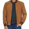 Men's Bomber Brown Suede Leather Jacket