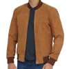 Men's Bomber Brown Suede Leather Jacket