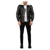 Airin G-1 Black & White Leather Bomber Jacket