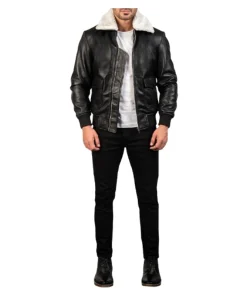 Airin G-1 Black & White Leather Bomber Jacket
