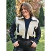 Women's Black And Cream Sherpa Jacket