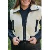 Women's Black And Cream Sherpa Jacket