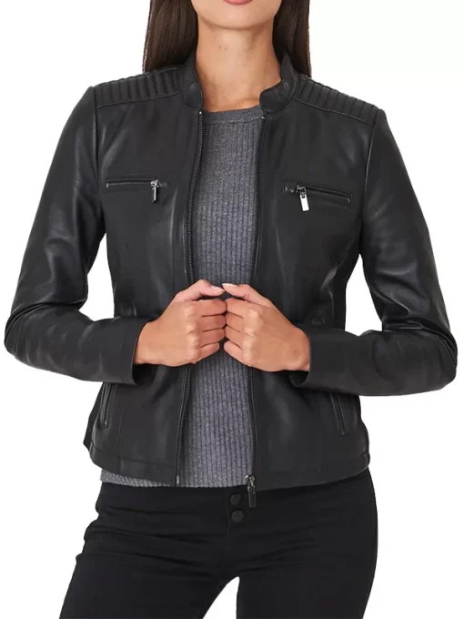 Black-Leather-Biker-Jacket-Womens-Front
