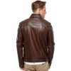 Men’s Real Brown Leather Blackout Fashion Jacket