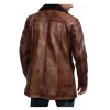 Cinnamon Distressed Leather Fur Coat for Men