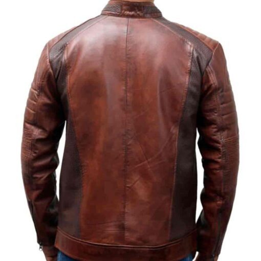 Men's Distressed Cafe Racer Vintage Leather Jacket - Image 3