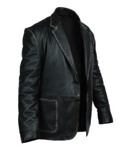 Men's Formal Blazer Button Style Leather Jacket