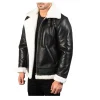 Francis B-3 fur sharling Leather Bomber Jacket