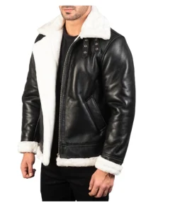 Francis B-3 fur sharling Leather Bomber Jacket