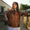 Fur Collar Bomber Leather Jacket