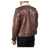 Furton Brown Leather Biker Jacket With Fur Collar