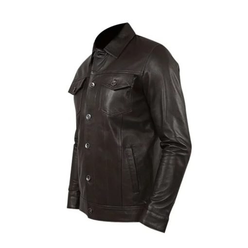 Men's Genuine Leather Black Jacket - Image 2