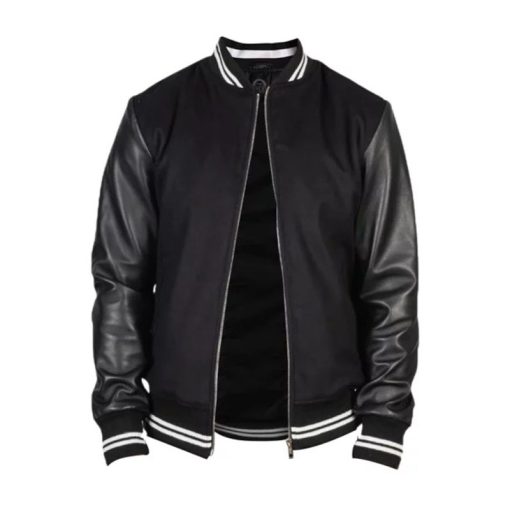 Men's Harrison Black Varsity Jacket - Image 2