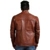 Orith Brown Biker Quilted Leather Jacket